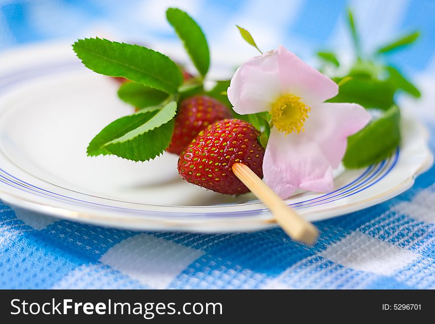 Strawberry barbecue on plate for your design