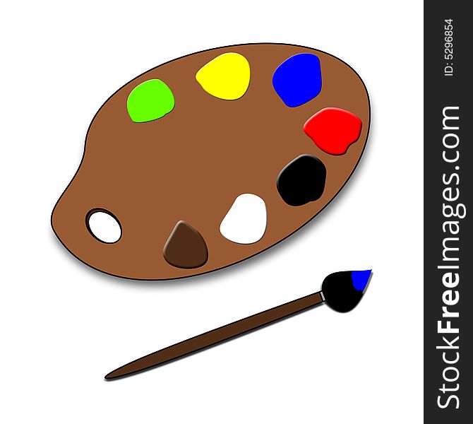 An illustration of a color's palette and a brush