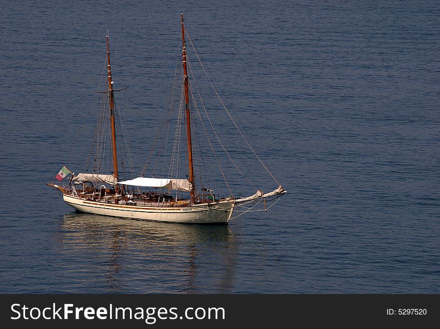 A boat in Sorrento's bay, Europe, Italy, Campania. A boat in Sorrento's bay, Europe, Italy, Campania