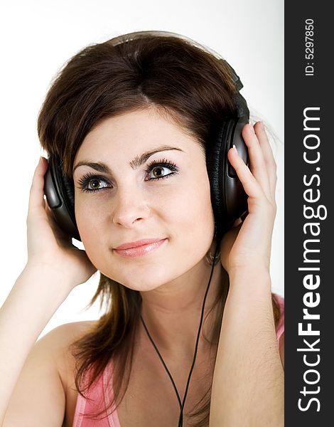 The nice woman listening to music. The nice woman listening to music