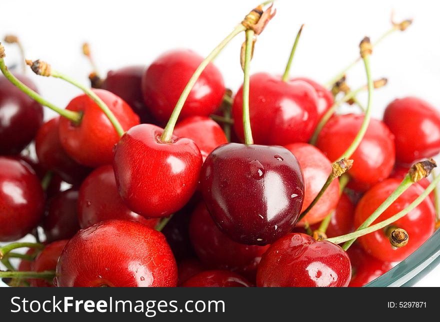 An image of ripe red cherries