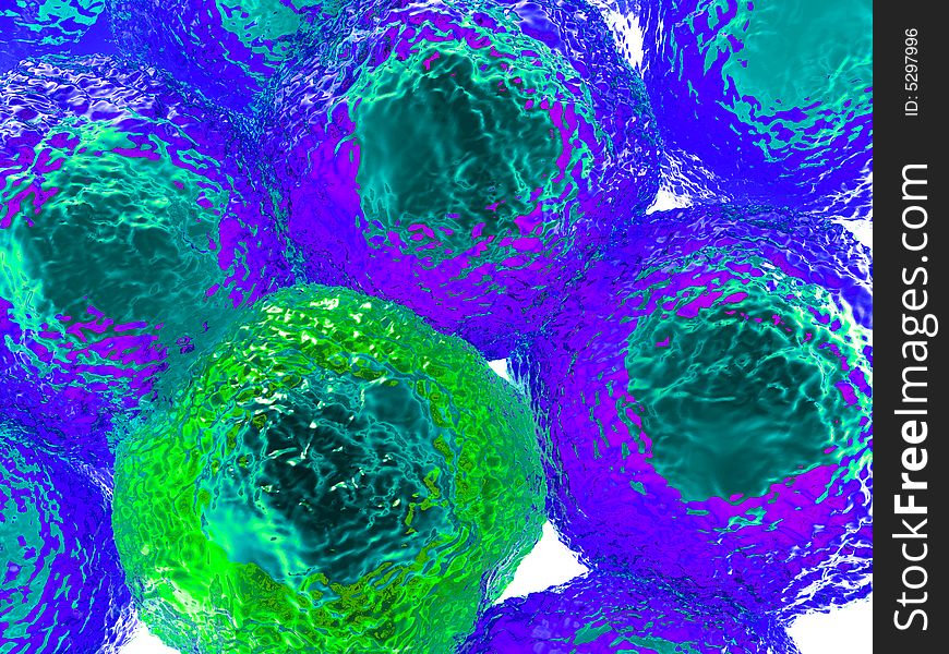 An image of some cells with an infected cell amongst them. It would make a interesting medical or background image. An image of some cells with an infected cell amongst them. It would make a interesting medical or background image.