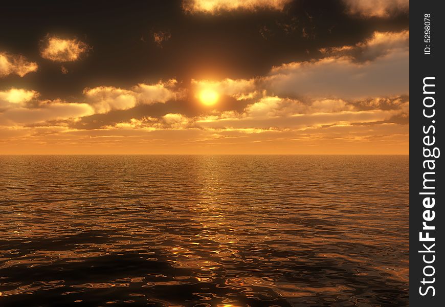 An image of an tranquil and tropical ocean or lake sunset. An image of an tranquil and tropical ocean or lake sunset.