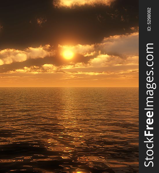 An image of an tranquil and tropical ocean or lake sunset. An image of an tranquil and tropical ocean or lake sunset.