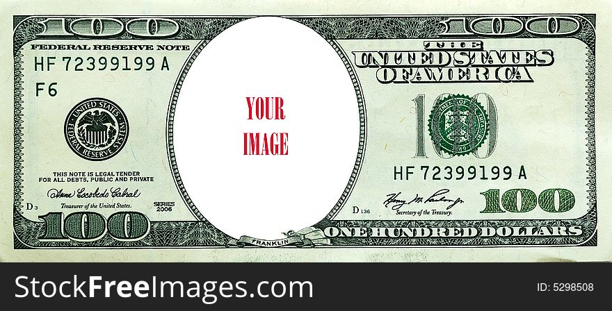 Sharp scope for a portrait -Banknote of US   dollars.