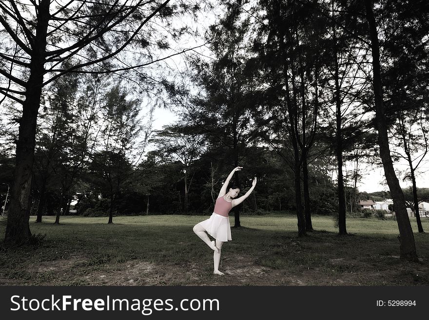 Ballerina performing in the outdoor. Ballerina performing in the outdoor