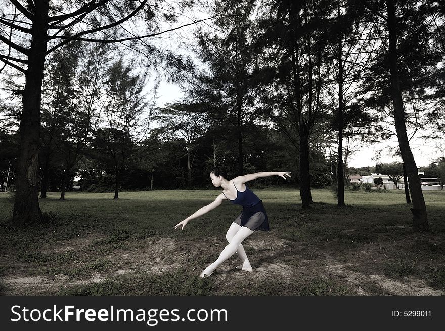 Ballerina performing in the outdoor. Ballerina performing in the outdoor