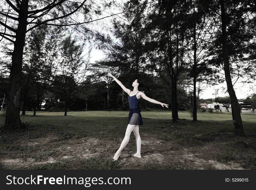 Ballerina performing in the outdoor. Ballerina performing in the outdoor