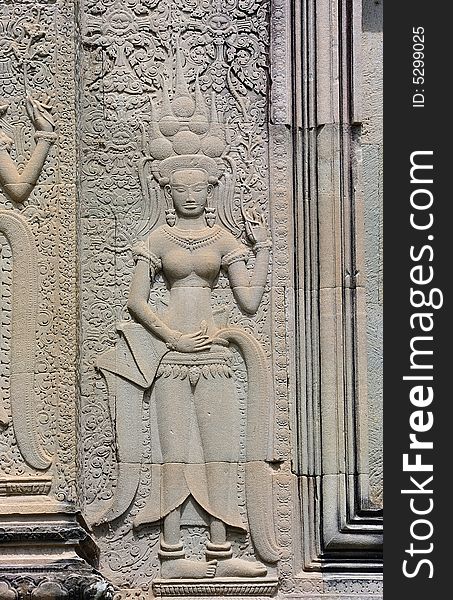 Cambodia; Angkor Wat; Bas Reliefs: Apsara