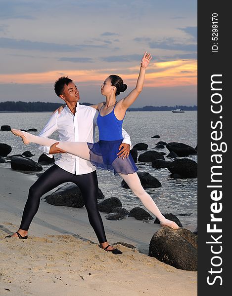 Ballet perfomed by the sea. Ballet perfomed by the sea