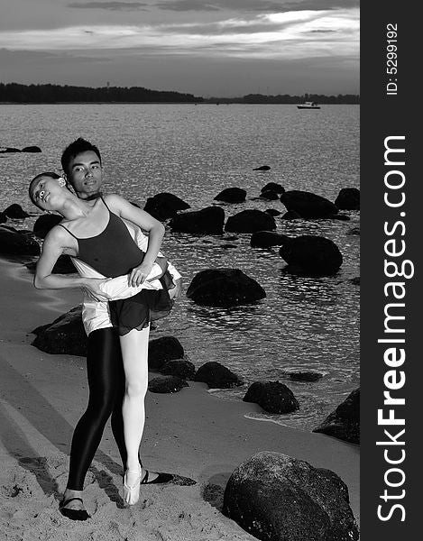 Ballet perfomed by the sea. Ballet perfomed by the sea