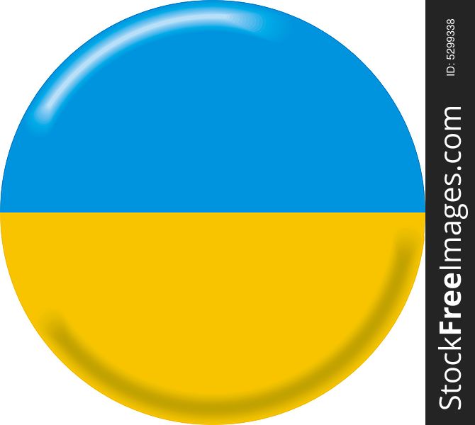 Art illustration: round medal with the flag of ukraine