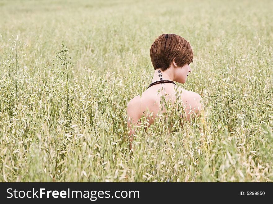 Naked Woman On Meadow
