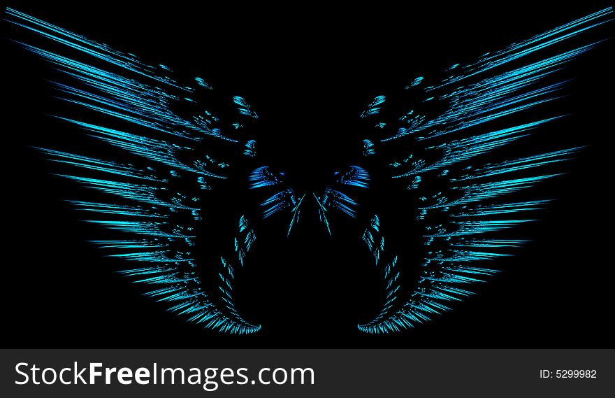 Digitally created abstract fractal wings