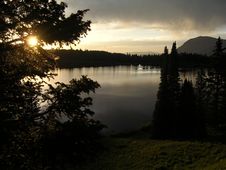 Dark Sunset On Mountain Lake Royalty Free Stock Photo Dark Sunset On Mountain Lake Royalty Free Stock Photo
