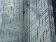 Window Washers High 3 Stock Photo