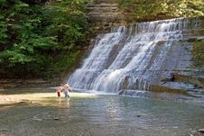 Boys In A Waterfall Royalty Free Stock Images Boys In A Waterfall Royalty Free Stock Images