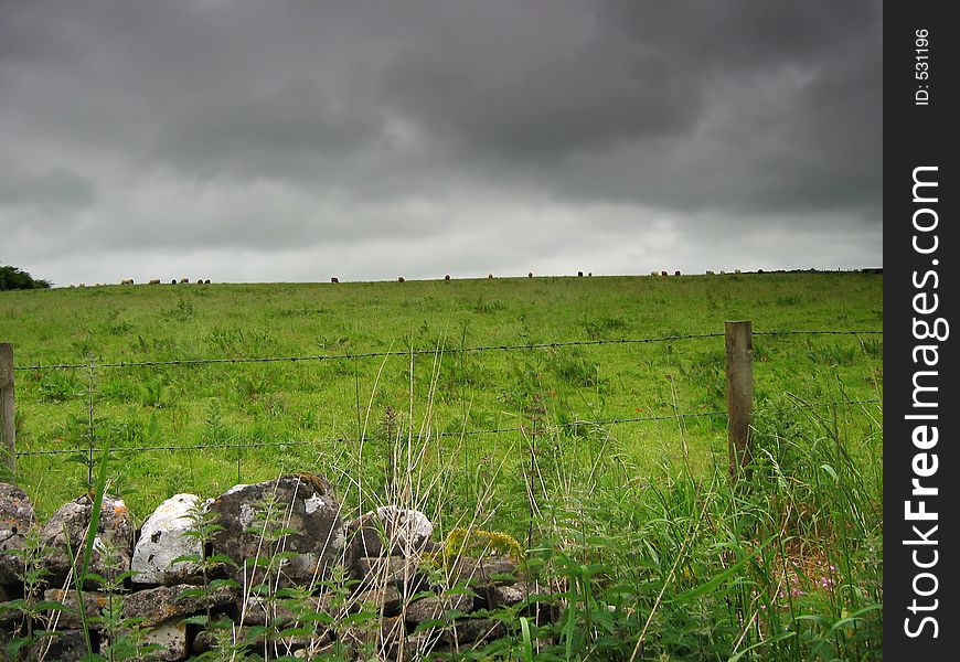 Irish field - dark sky