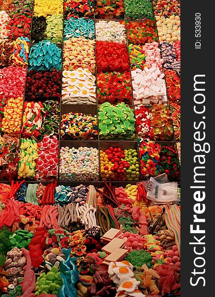 Candys in a Barcelona market
