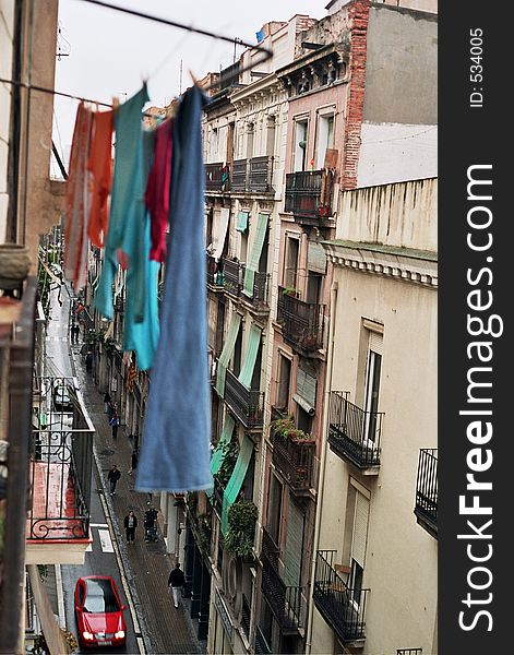 Drying clothes in Barcelona. Drying clothes in Barcelona