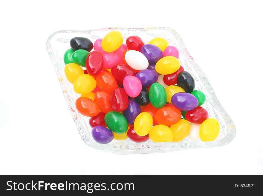 Jelly Easter Eggs are Displayed in a Glass Candy Dish. Jelly Easter Eggs are Displayed in a Glass Candy Dish.