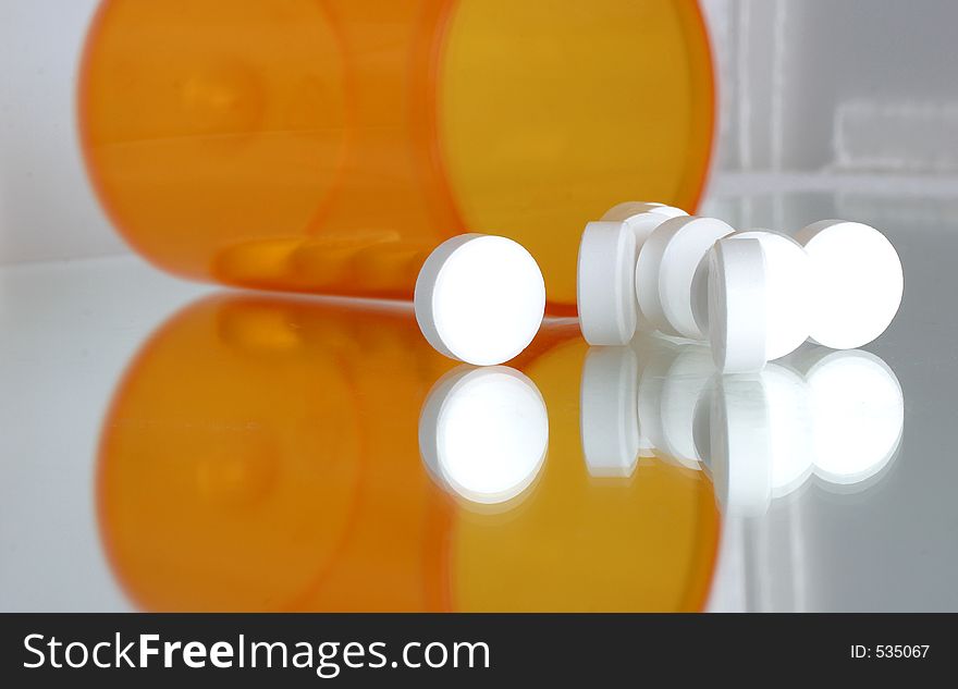 Spilled Tablets Of Medicine Close-up