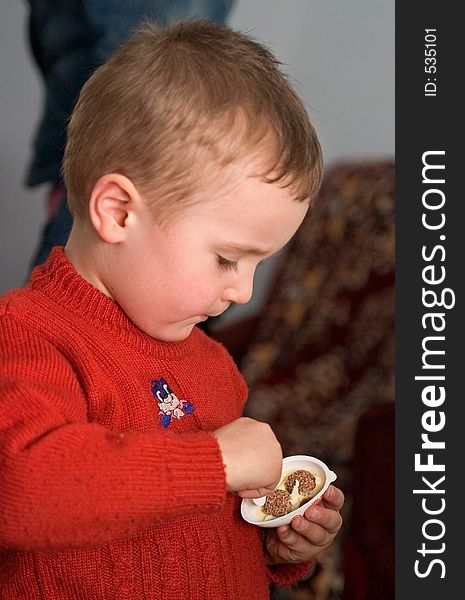 Child eating sweet food