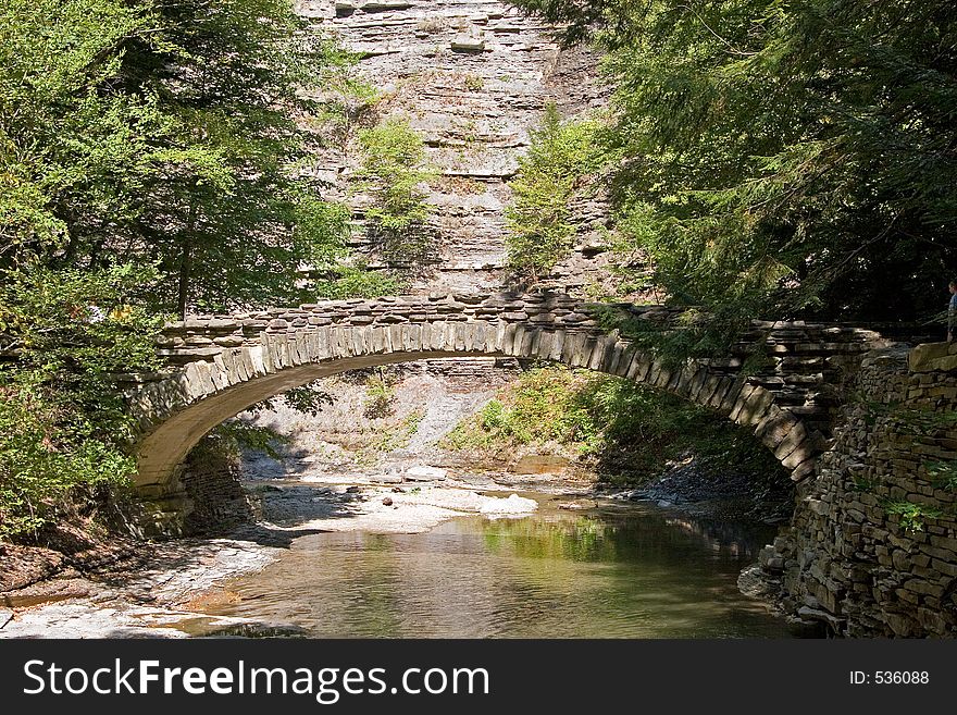 Stone Bridge in the Forest in Stony Brook State Park, New York