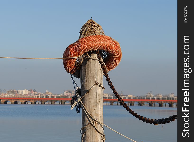 Lifevest hanging in port