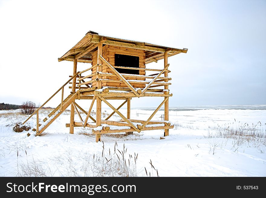 Guard tower in winter. Guard tower in winter