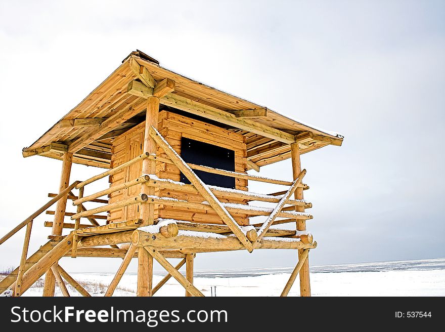 Guard tower in winter