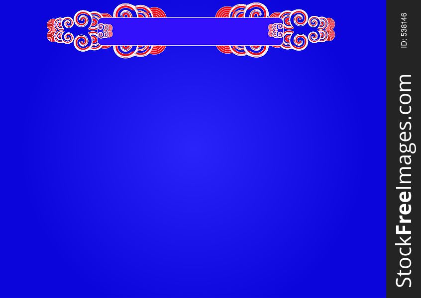 Scroll, red, white and blue, over blue background. Scroll, red, white and blue, over blue background.