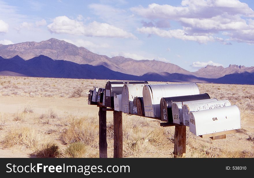 Mailboxes in the middle of nowhere. Mailboxes in the middle of nowhere