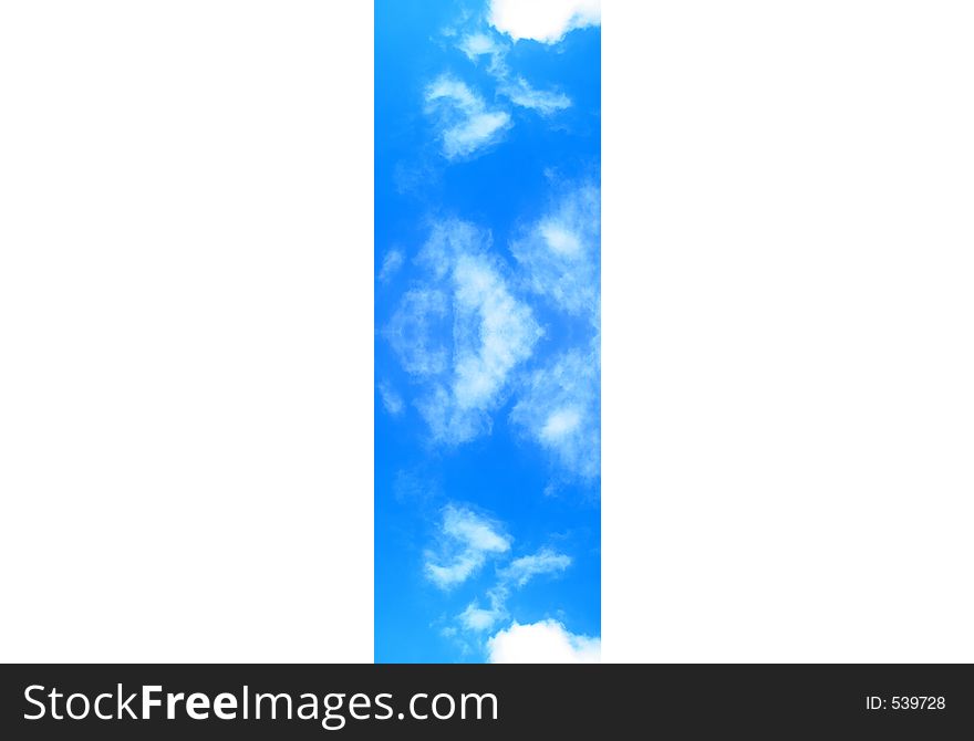 A panoramic shot of clouds in a blue sky - mirrored on vertical axis. A panoramic shot of clouds in a blue sky - mirrored on vertical axis