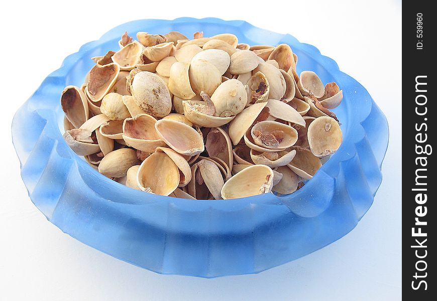 Pistachios shells in an ashtray
