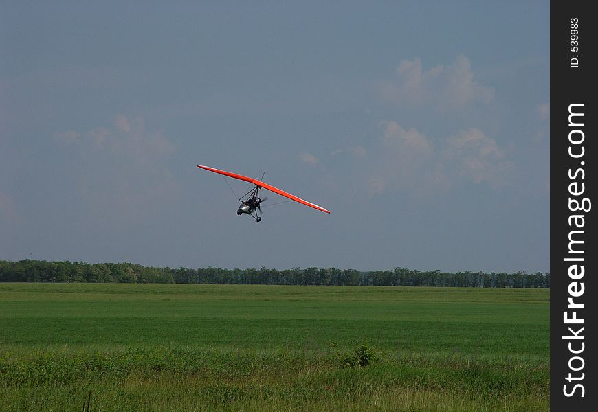 Flight above a field. Flight above a field