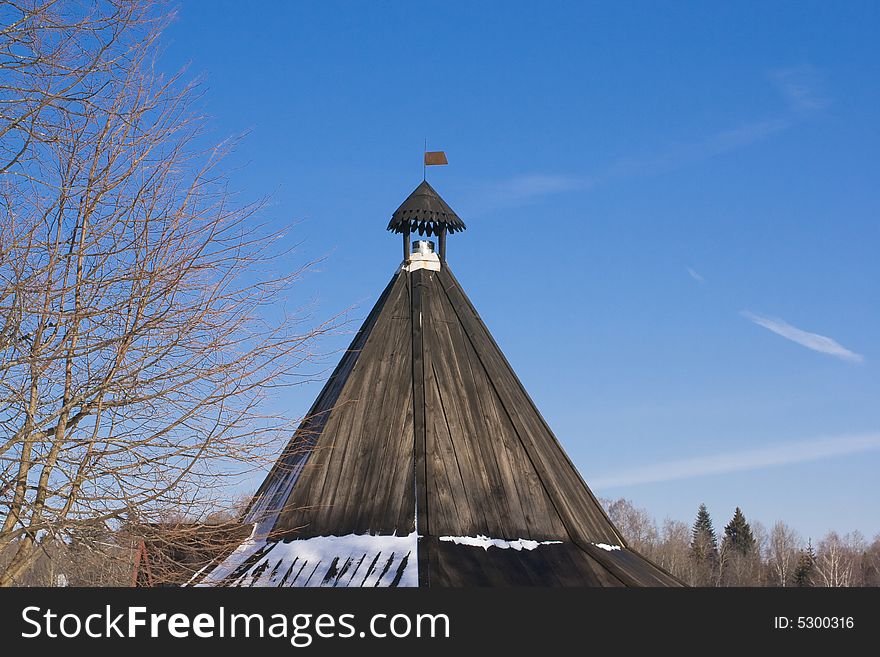 Wooden fortness and blue sky