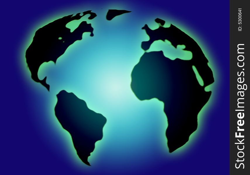 Earth with blue background and black land
