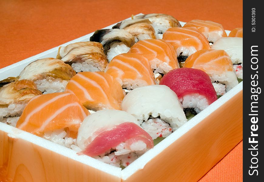 Rolls And Sushi Japanese Traditional Food