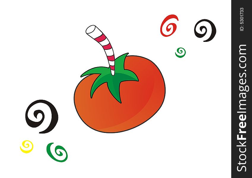Crazy tomato juice is a illustration about the simulation of the natural juice taken inside the fruit.