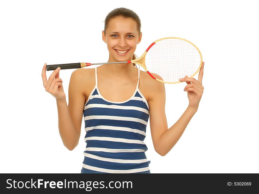 The young girl excitedly goes in for sports