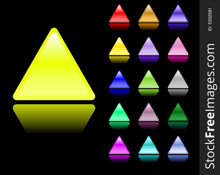 Many color triangles on black