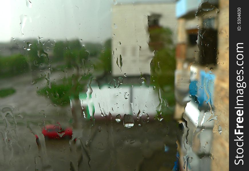 Rain drops on a window