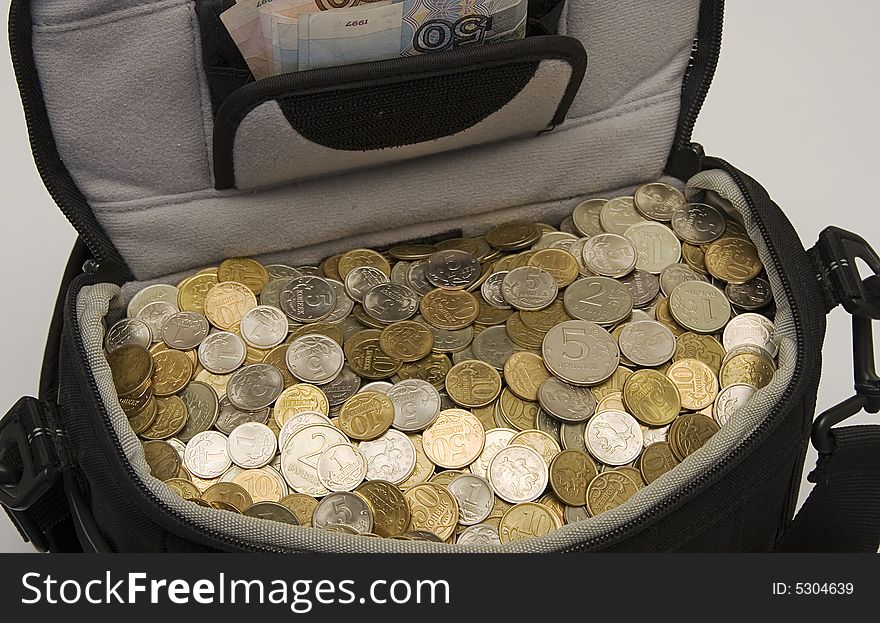 Photographic bag for keeping cash of the money. Photography. Photographic bag for keeping cash of the money. Photography.