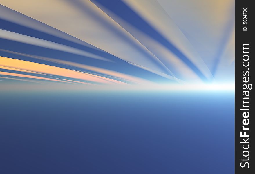 A fantasy image of radiant light from over the horizon. A fantasy image of radiant light from over the horizon.