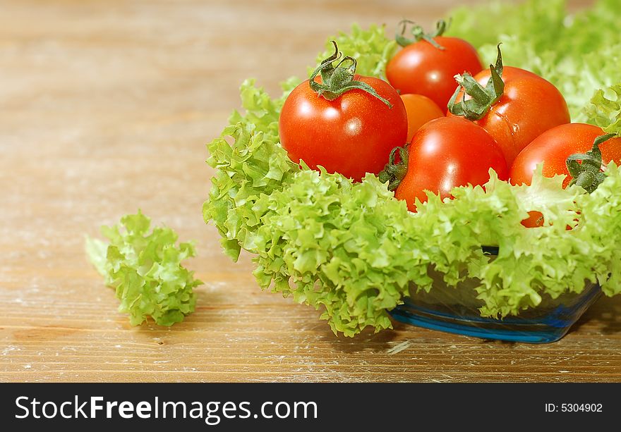 Fresh salad with tomatoes high resolution image