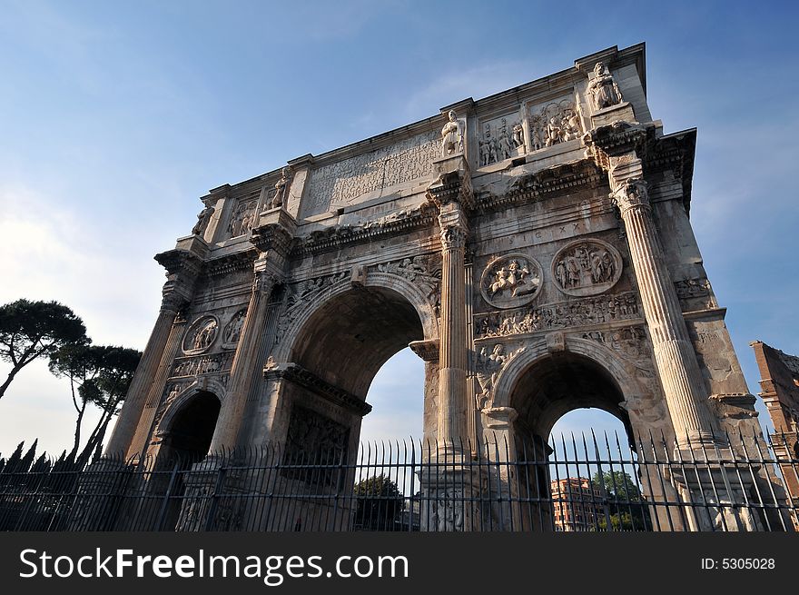 Photo of an archway in the city of rome near to th colosseum. Photo of an archway in the city of rome near to th colosseum