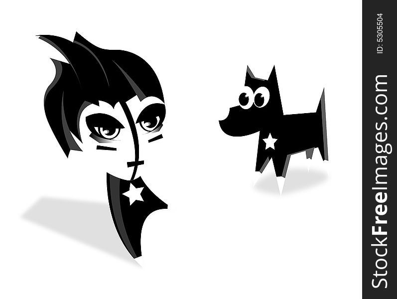 Cartoon heroes dog and starmen