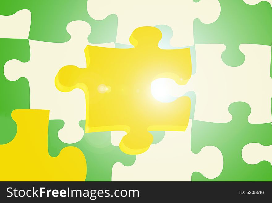 Yellow and green Puzzle background - illustration