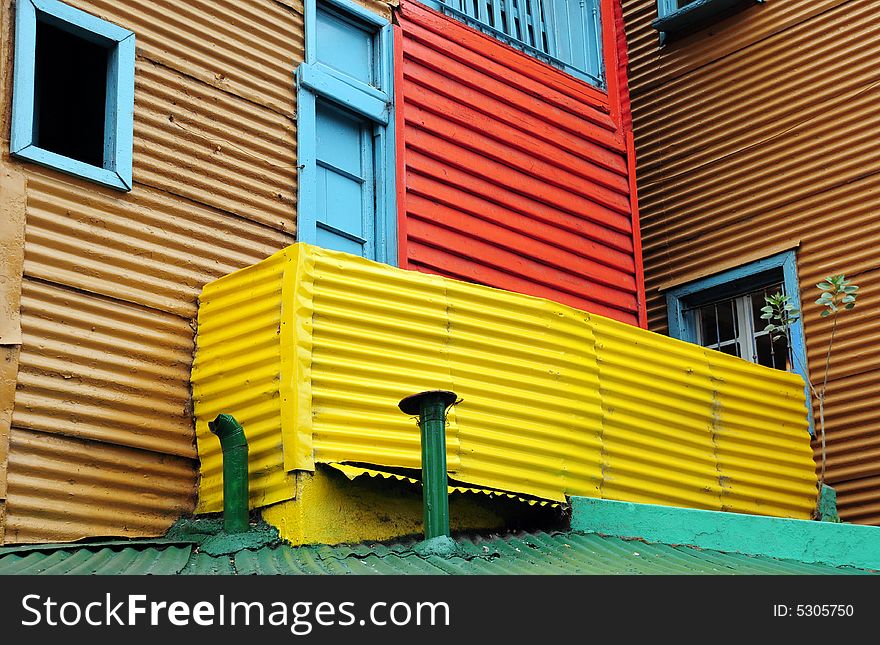 A typical coloured house found in the barrio of la boca, beunos aires, argentina. A typical coloured house found in the barrio of la boca, beunos aires, argentina